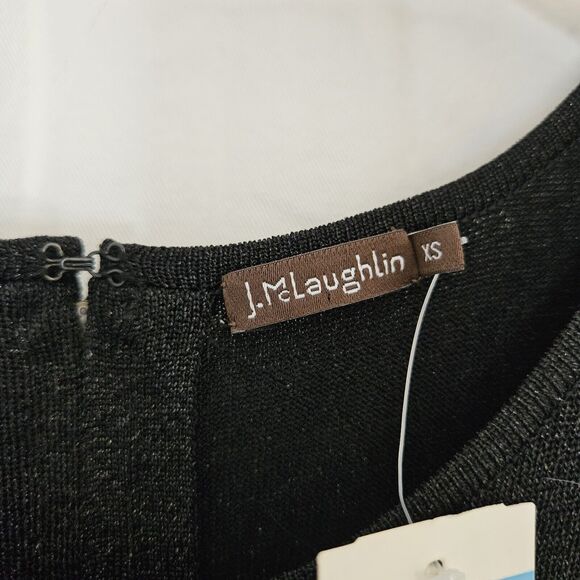 J.McLaughlin Emilie Dress Womens XS Sleeveless Knit Black/Gold Metallic Tank - Picture 5 of 12